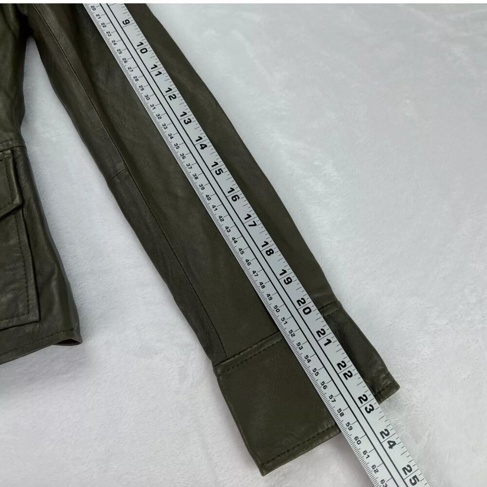 Tory Burch Sergeant Pepper Olive Green BUTTER SOFT Leather Military Jacket - Picture 15 of 16